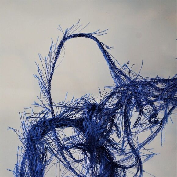 Skacel Collection Peacock  Eyelash Yarn Color No 12 Blue 4 Skeins Made In Italy